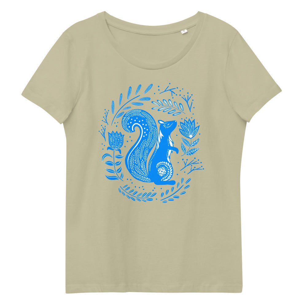 Forest Fairytales - The squirrel - Women's fitted eco tee - Shirts & Tops- Print N Stuff - [designed in Turku FInland]