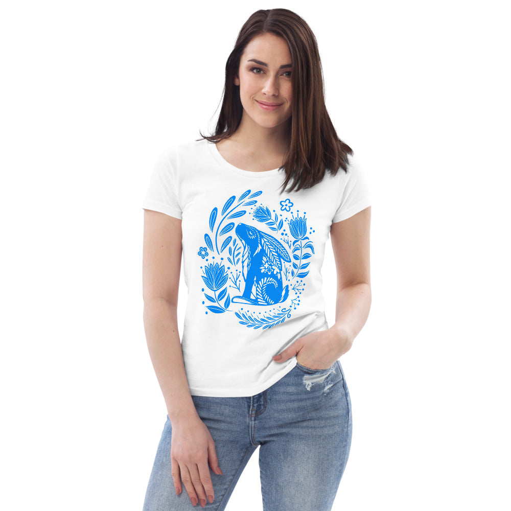 Forest Fairytales - The bunny - Women's fitted eco tee - Shirts & Tops- Print N Stuff - [designed in Turku FInland]