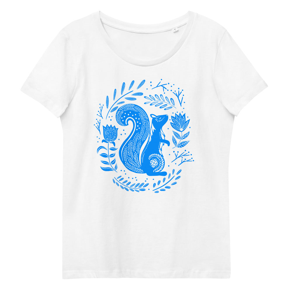 Forest Fairytales - The squirrel - Women's fitted eco tee - Shirts & Tops- Print N Stuff - [designed in Turku FInland]